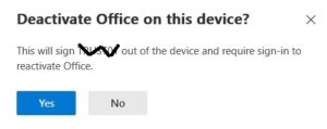 Deactivating device from office license