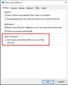 onedrive Save space and download files as you use them